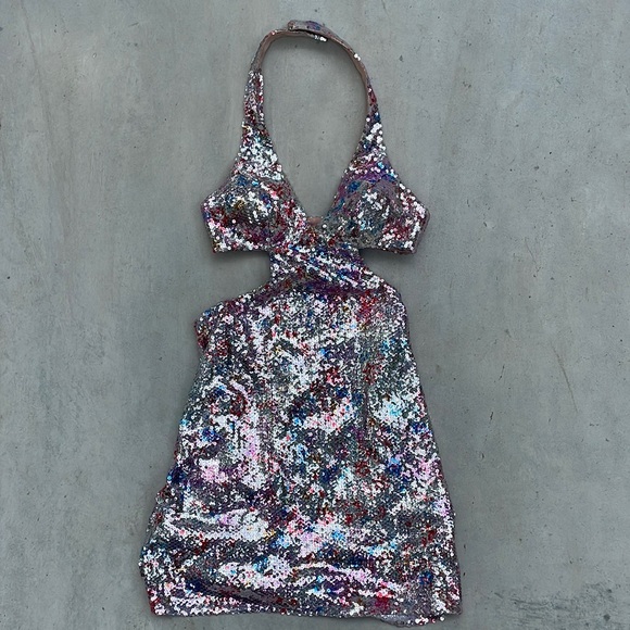 Vintage Faviana Couture Sequin Cut Out Dress - Party Dress - Sparkly - Glam Mini - Picture 2 of 7
